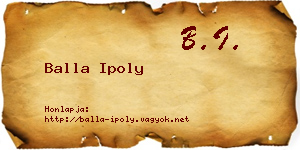 Balla Ipoly névjegykártya